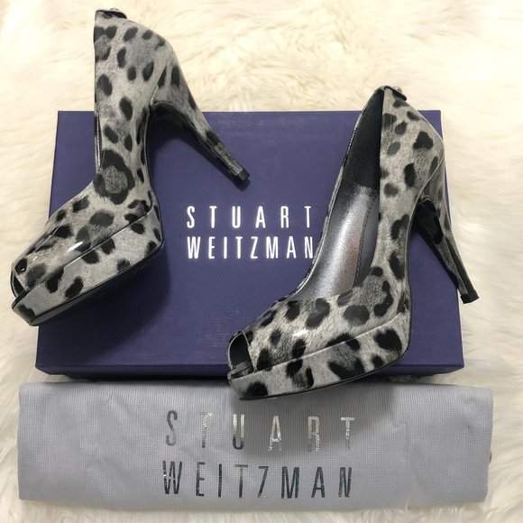 ✨ HOST PICK✨*BRAND NEW* Stuart Weitzman Leopard Print Peep Toe Heels - Size 6.5 - Picture 1 of 11